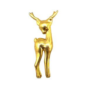 Vintage SB Sterling Vermeil Deer Brooch, Graceful Gold Wash Minimalist Figural